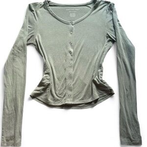 American Eagle Outfitters Sage Button-Up Blouse